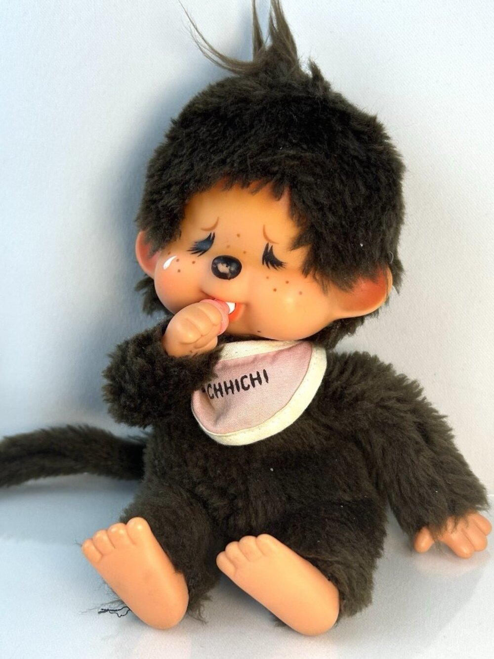 Vintage Monchhichi Plush Toy 8" Collectible with Pacifier & Sleepy Eyes